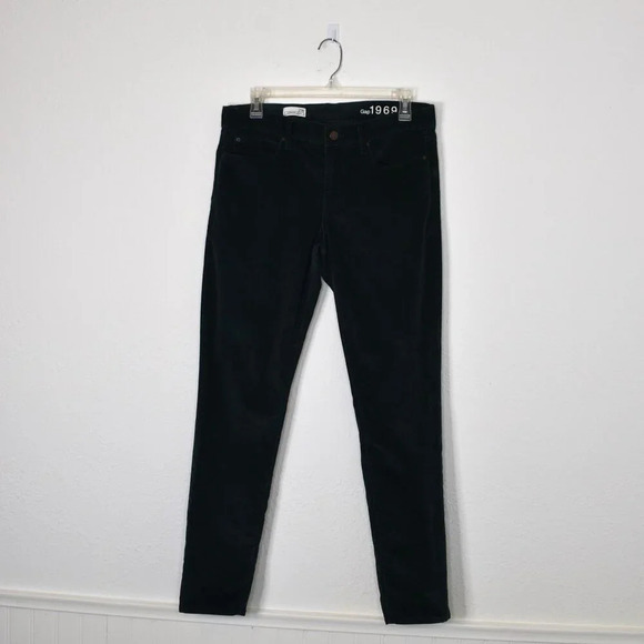 GAP 1969 Fine Corduroy Legging Jean Sz 29R Pants 5 Pocket Mid Rise Green Boho - Picture 1 of 15